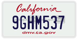 9GHM537 license plate in California