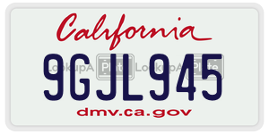 9GJL945  license plate in CA