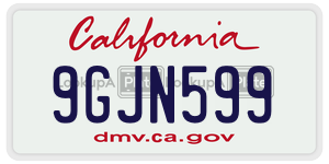 9GJN599 license plate in California
