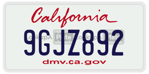 9GJZ892 license plate in California