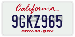 9GKZ965  license plate in CA