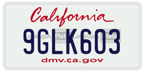 9GLK603 license plate in California