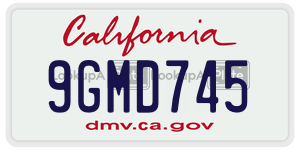 9GMD745 license plate in California