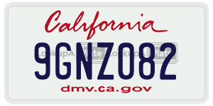 9GNZ082 license plate in California