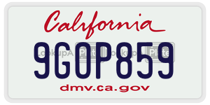 9GOP859  license plate in CA