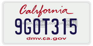 9GOT315 license plate in California