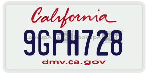 9GPH728  license plate in CA