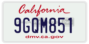 9GQM851 license plate in California