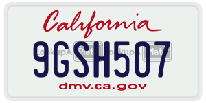 9GSH507  license plate in CA