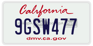 9GSW477 license plate in California