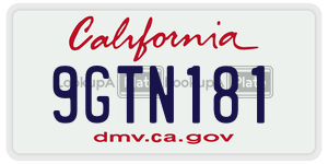 9GTN181 license plate in California