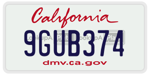 9GUB374 license plate in California