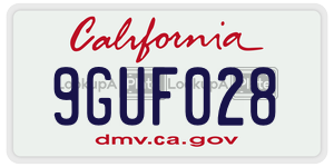 9GUF028 license plate in California