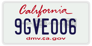 9GVE006 license plate in California