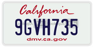 9GVH735 license plate in California