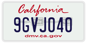 9GVJ040 license plate in California