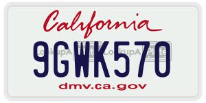 9GWK570  license plate in CA