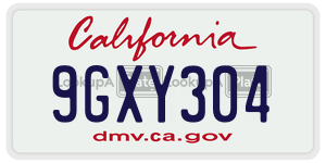 9GXY304 license plate in California