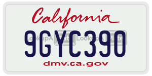 9GYC390  license plate in CA