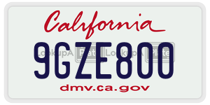 9GZE800 license plate in California
