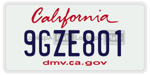9GZE801 license plate in California