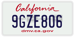 9GZE806 license plate in California