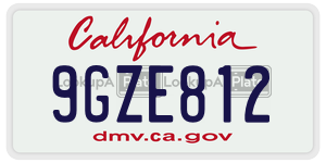 9GZE812 license plate in California
