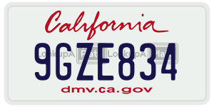 9GZE834 license plate in California