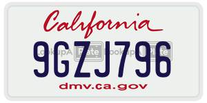 9GZJ796  license plate in CA