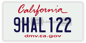 9HAL122  license plate in CA