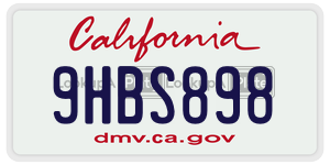 9HBS898  license plate in CA