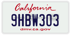 9HBW303 license plate in California