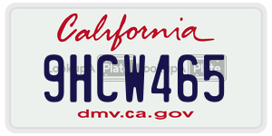 9HCW465 license plate in California