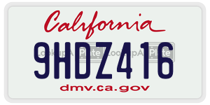 9HDZ416 license plate in California