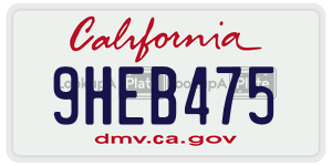 9HEB475  license plate in CA