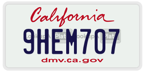 9HEM707 license plate in California