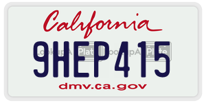 9HEP415 license plate in California