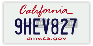 9HEV827  license plate in CA