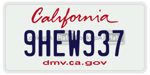 9HEW937  license plate in CA