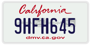 9HFH645 license plate in California