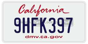 9HFK397 license plate in California