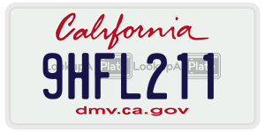 9HFL211 license plate in California