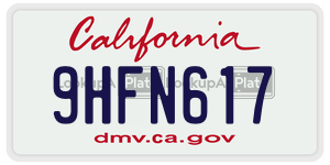 9HFN617  license plate in CA