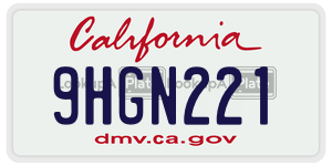 9HGN221 license plate in California
