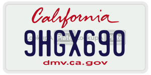 9HGX690  license plate in CA