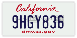 9HGY836 license plate in California