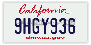 9HGY936 license plate in California