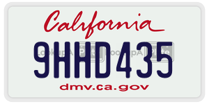 9HHD435 license plate in California
