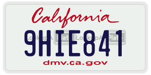 9HIE841  license plate in CA