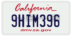 9HIM396  license plate in CA